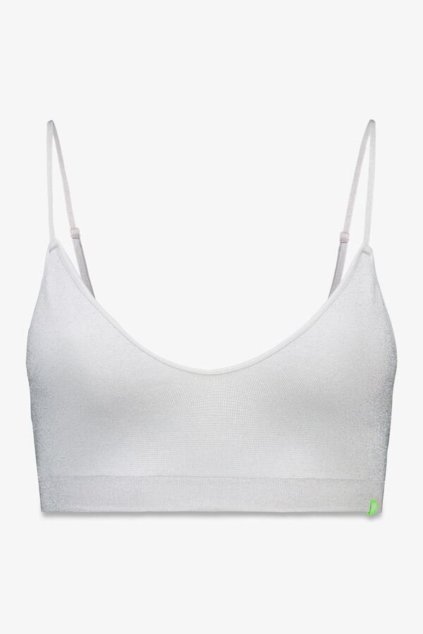 HI&BYE Seamless lurex silver triangle bra grey