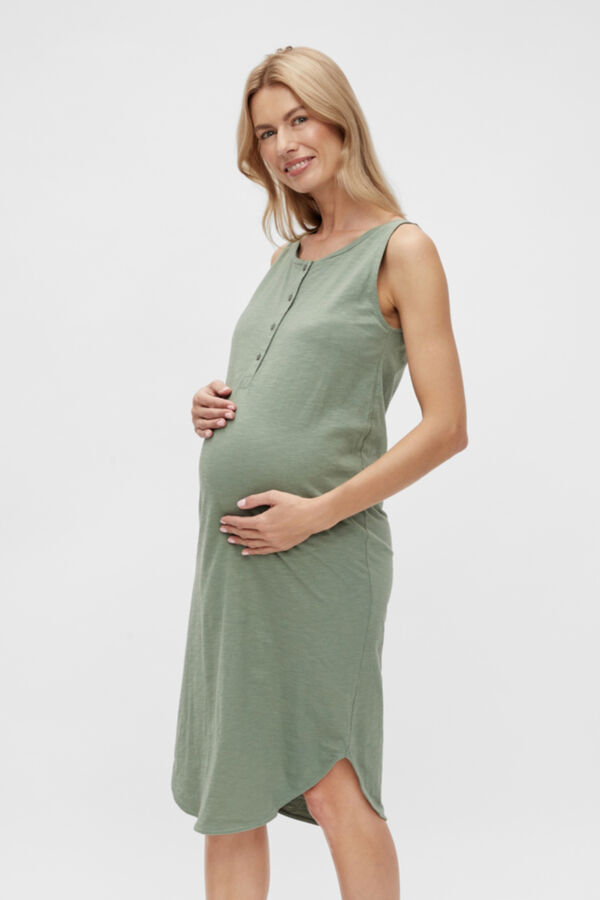 Mamalicious Vestido midi de algod&oacute;n doble funci&oacute;n  verde