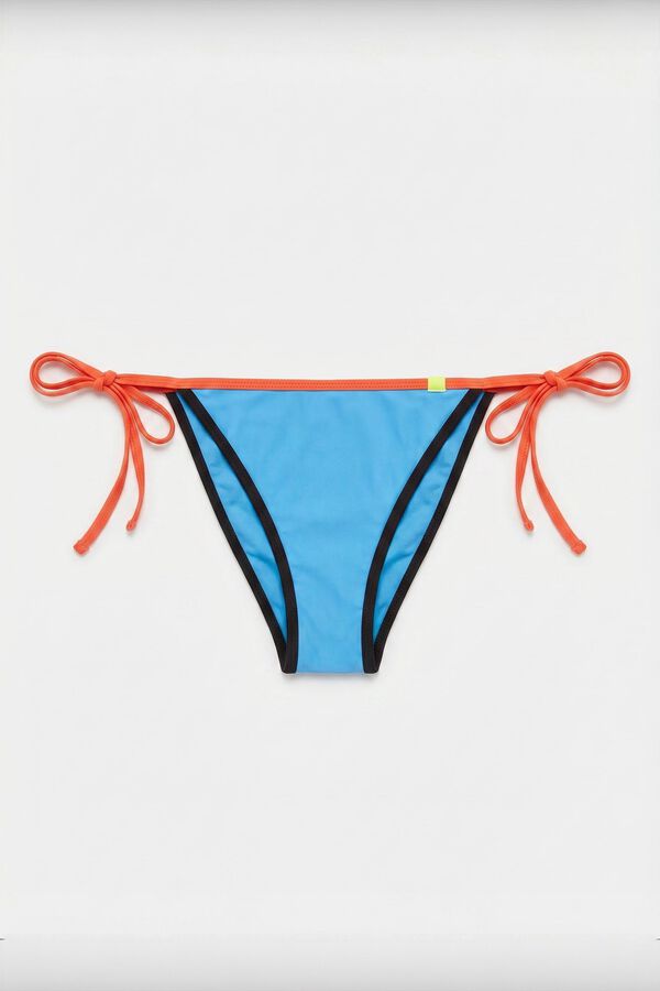 HI&BYE Blue Brazilian bikini bottoms with straps blue