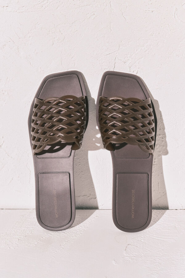 Women'secret Brown jelly flat sandals nude