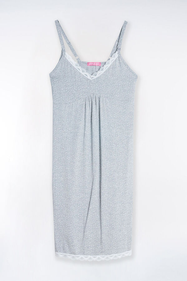 Womensecret Polka-dot and lace nursing nightgown gris