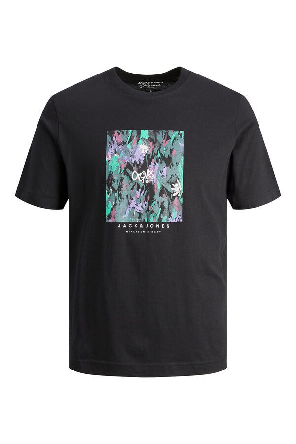Womensecret T-shirt manga curta print logo algodão orgânico  preto