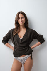 Women'secret Knit cardigan with faux fur collar nude