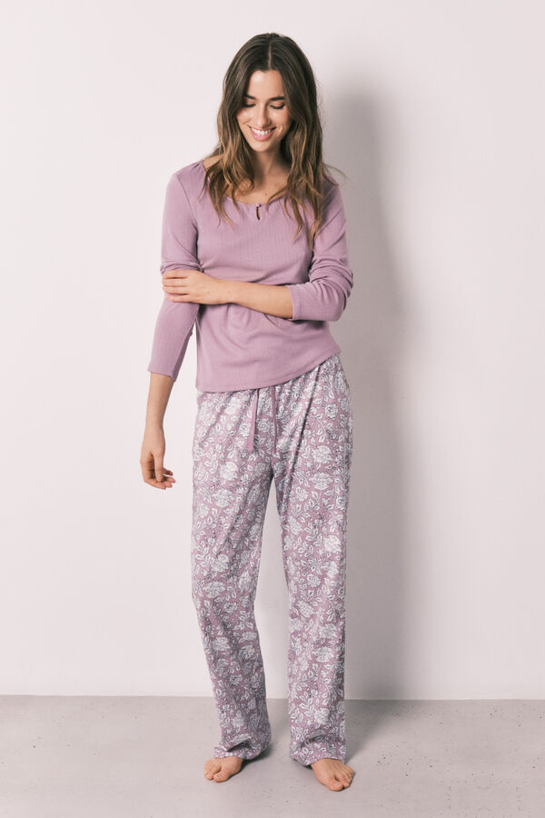 Women'secret Pink floral print long pyjamas pink