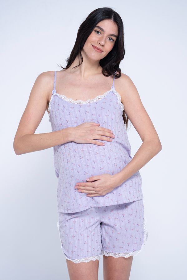 Ohma! Floral strap nursing camisole pink