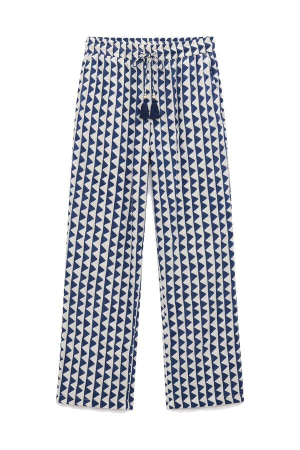 Women'secret Blue geometric print long trousers blue