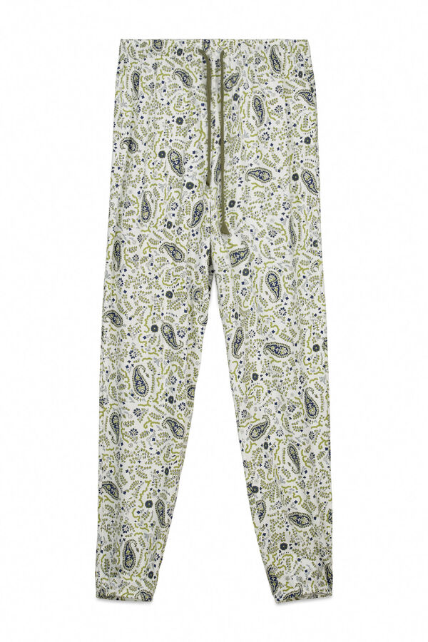 Women'secret Paisley print cotton long trousers green