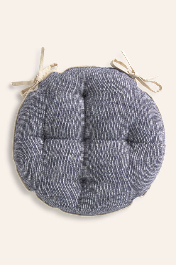 Calma House Round chair cushion with blue and red striped Mont imprimé