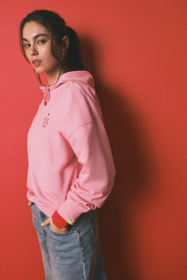 HI&BYE Sudadera capucha felpa algod&oacute;n rosa rosa