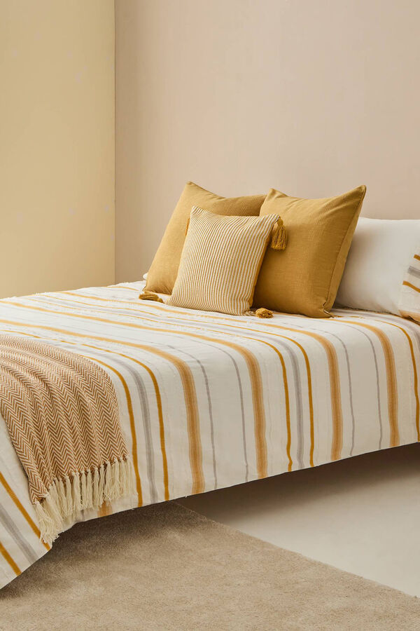 Textura Bettbezug Streifen Fransen mit Print