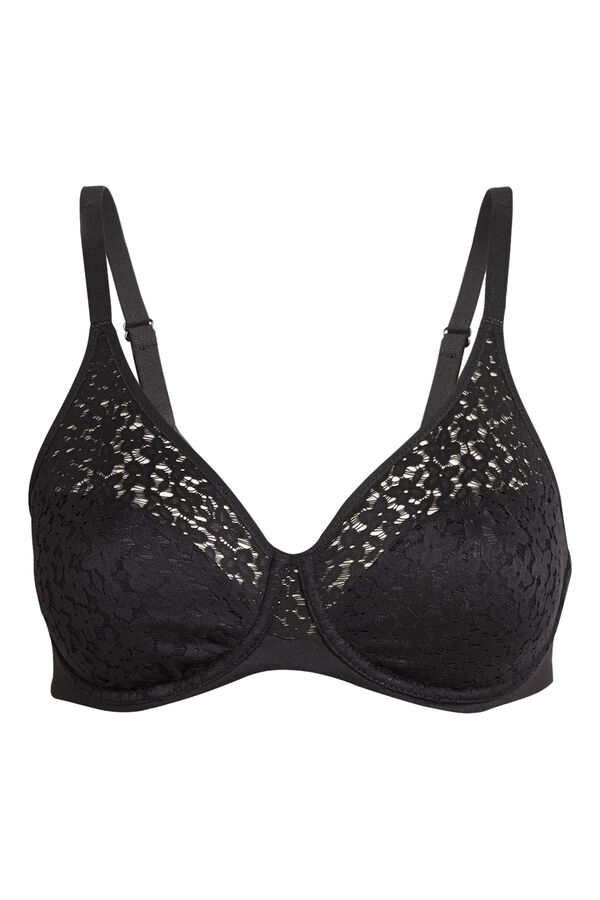 Womensecret Norah underwired high coverage bra with lace fekete
