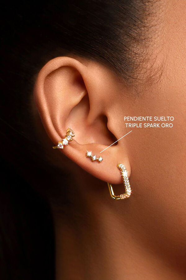 Womensecret Gold Triple Spark Single Earring rávasalt mintás