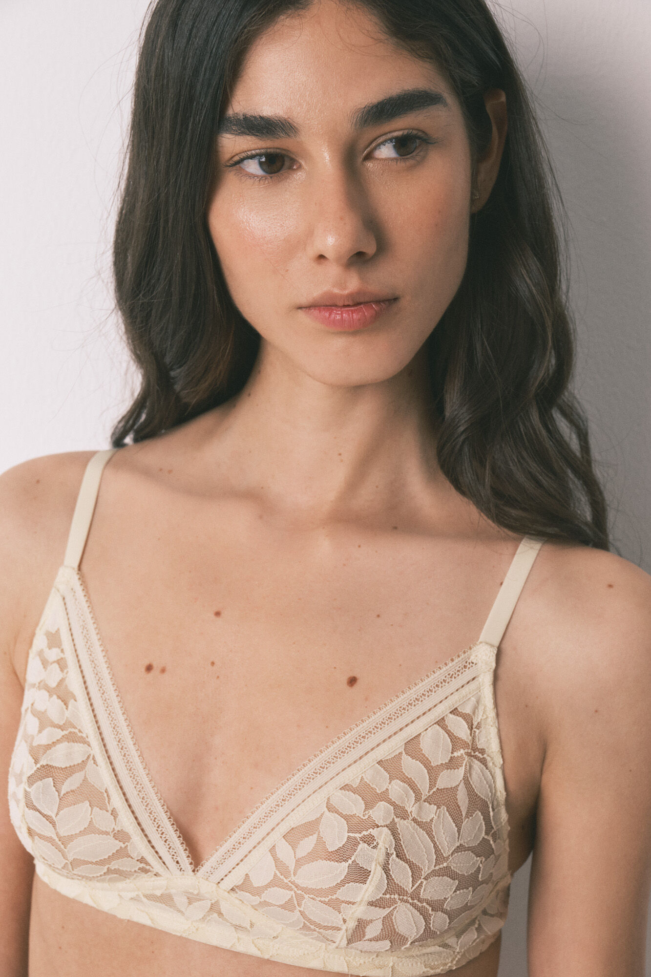 Women'secret Sujetador trinagular NATURAL encaje beige