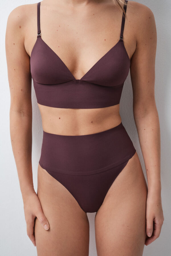 Women'secret Burgundy high-waisted glitter thong red