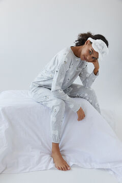 Womensecret Langer Pyjama Baumwolle Grau Snoopy 100 % Baumwolle Grau