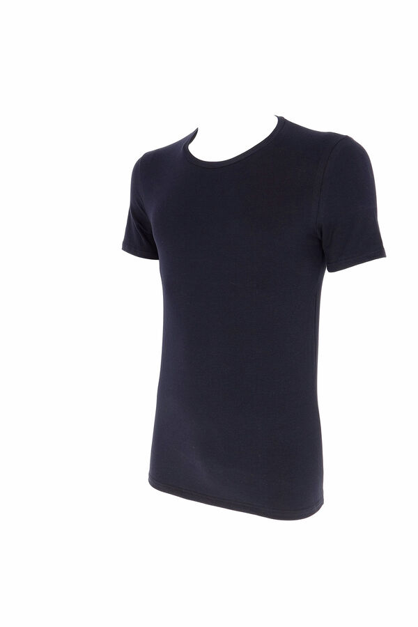 Womensecret Men's thermal round neck short-sleeved T-shirt Schwarz