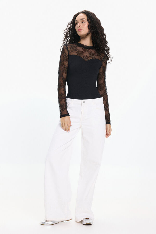 Pieces Body de encaje negro