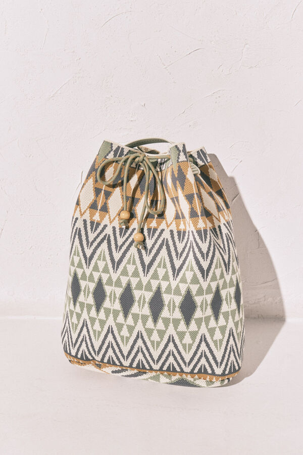 Women'secret Jaquard print pouch bag beige