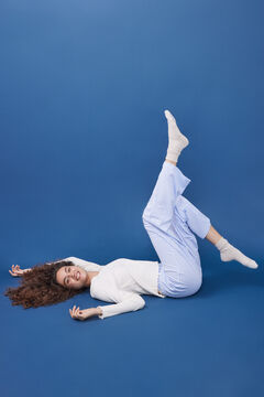 Womensecret Pijama 100% algodón pantalón rayas azules beige
