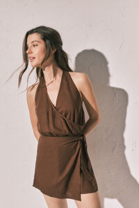 Women'secret Braon kratki kombinezon od lana