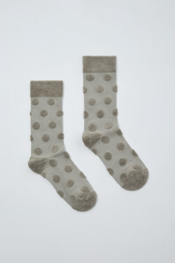 Women'secret Green polka-dots textured long socks green