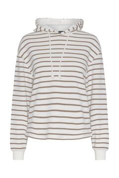 Womensecret Striped print hoodie blanc