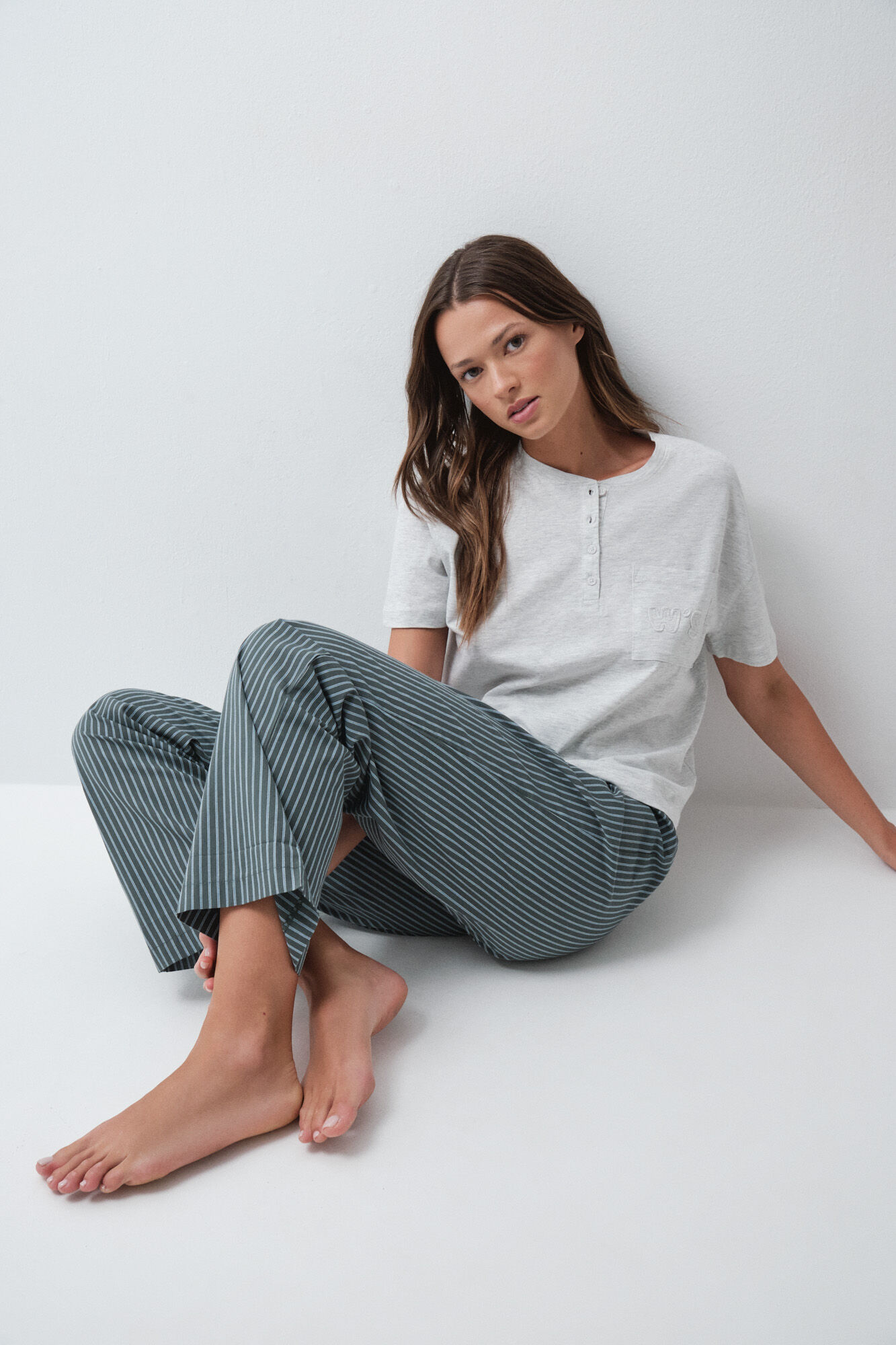 Women'secret Green striped long trousers