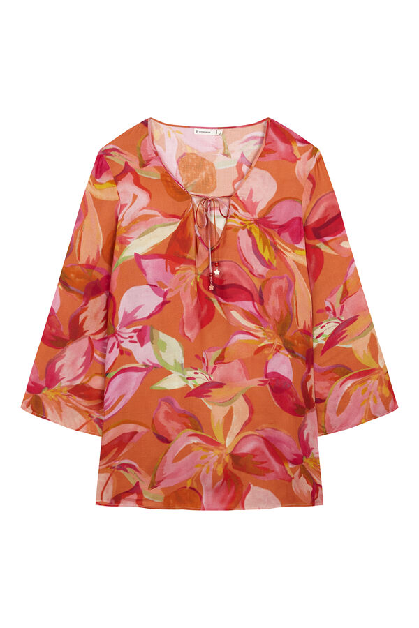 Women'secret Robe tunique courte imprim&eacute;e maxi florale imprim&eacute;