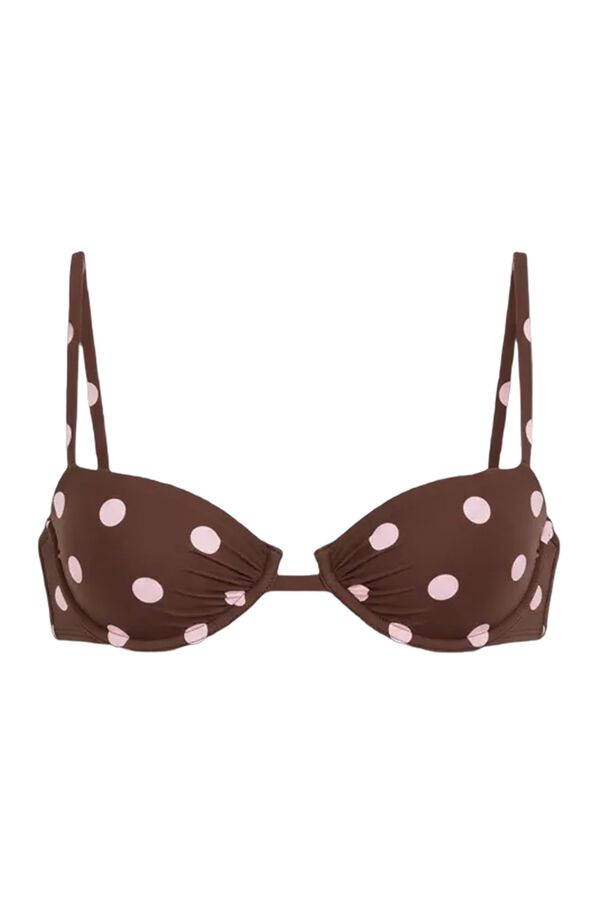 Women'secret Brown balconette polka-dot print bikini top nude