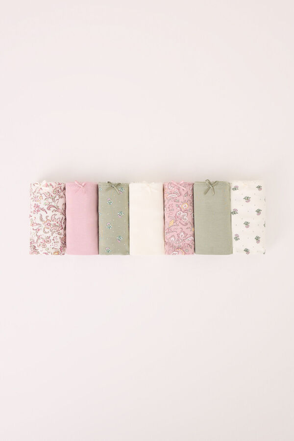 Women'secret Pack of 7 multicoloured cotton Brazilian panties printed