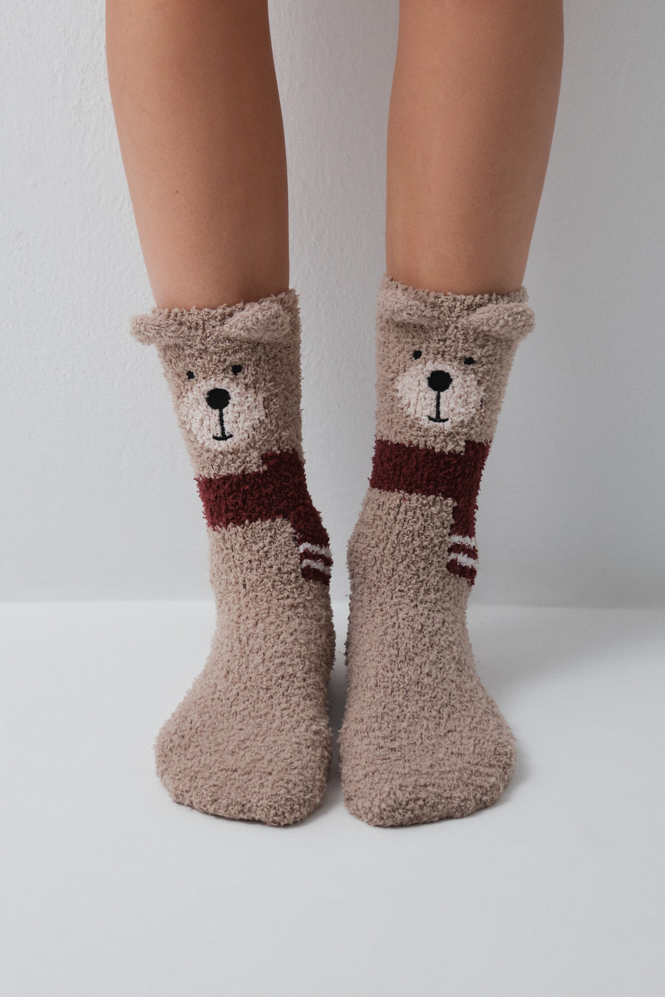 Women'secret Beige bear long socks
