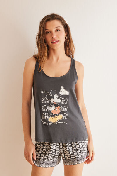 Womensecret Pijama corto 100% algodón marengo Mickey gris