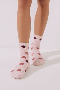 Womensecret Pink fluffy polka-dot socks printed