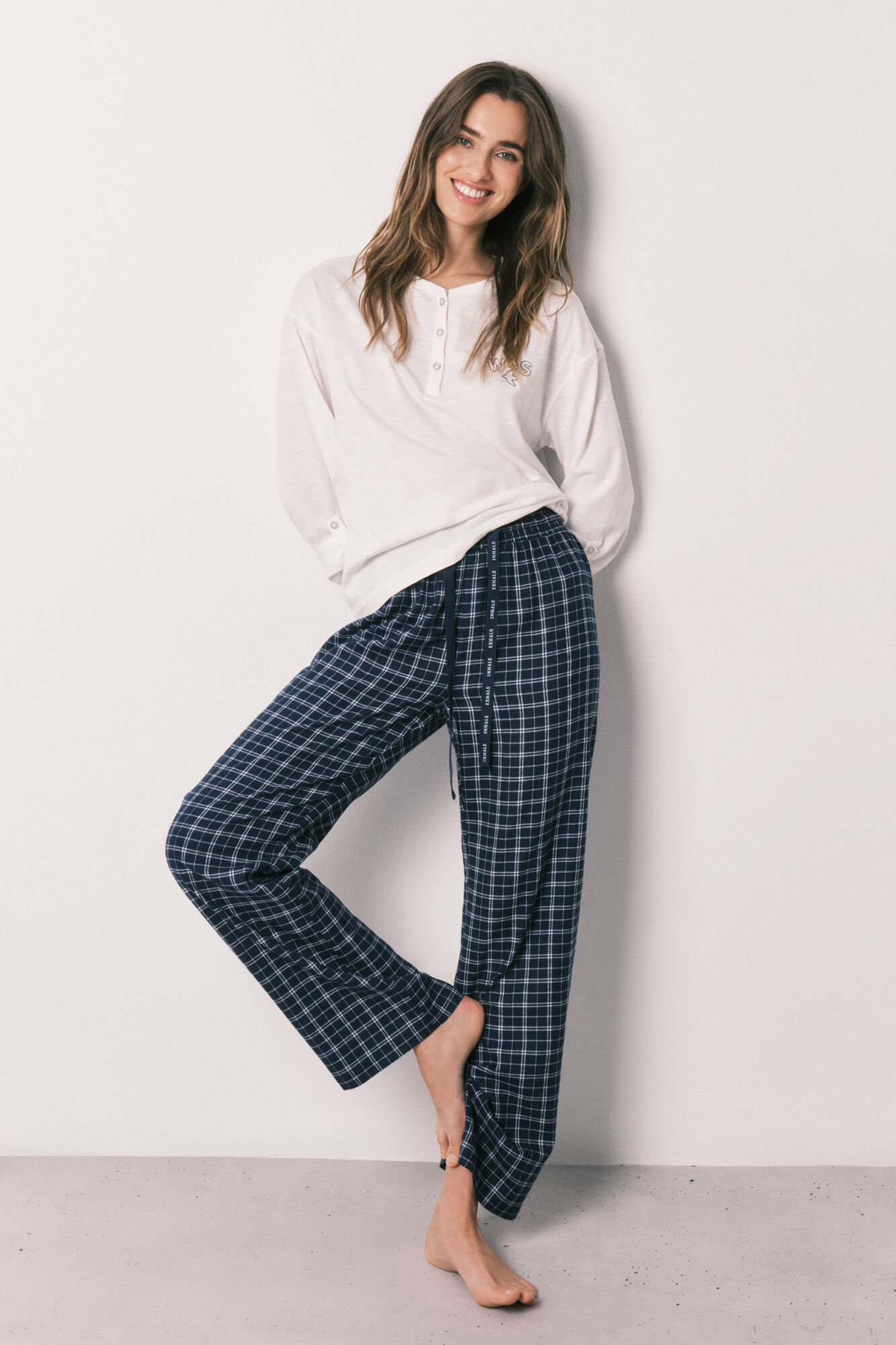 Women'secret Blue plaid long trousers