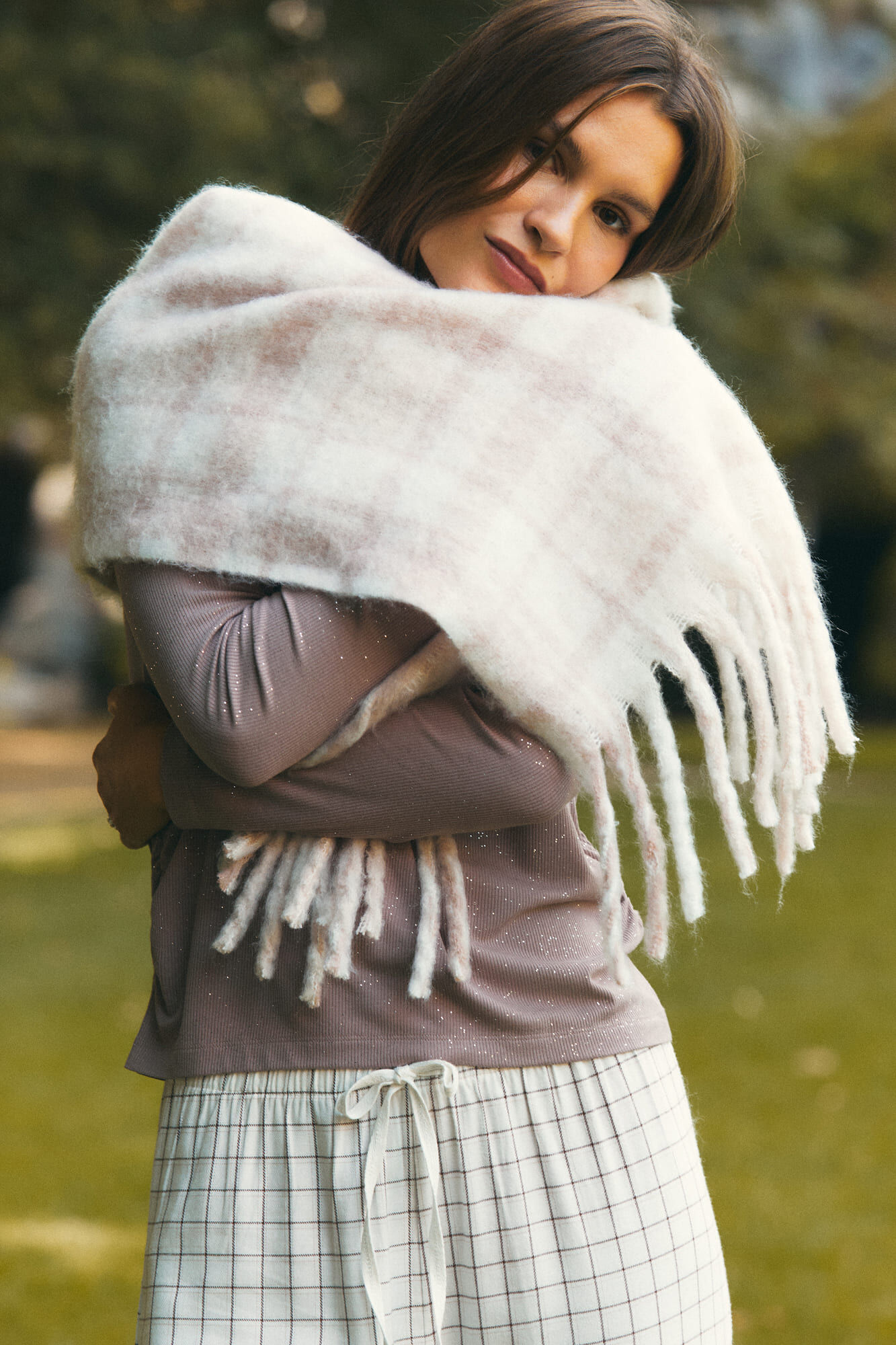 Women'secret Plaid mohair-effect scarf