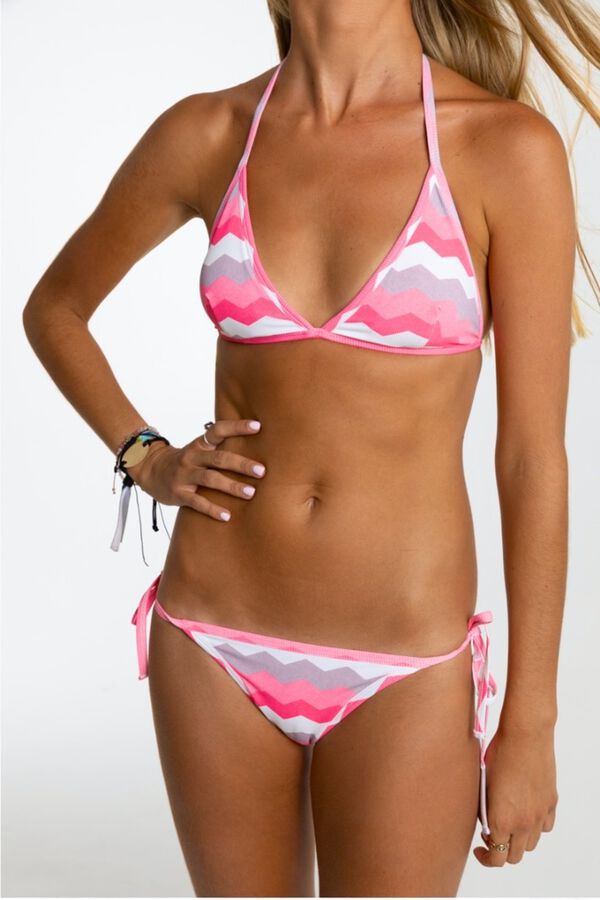 Cotton Sail Zigzag ribbed triangle bikini top white