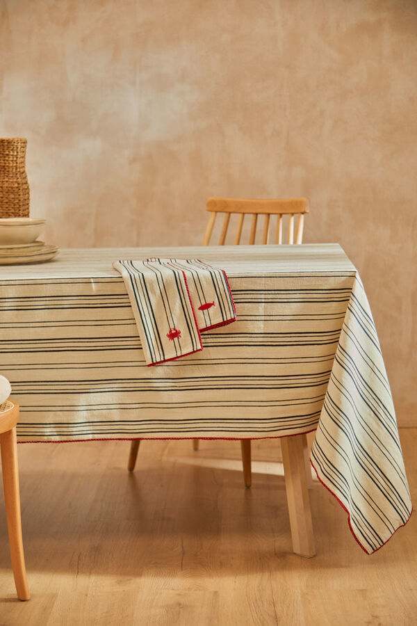 Calma House Leucate striped cotton tablecloth blue