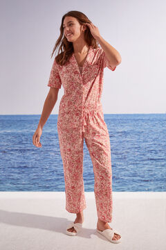 Womensecret Pijama comprido camiseiro 100% algodão estampado rosa impressão