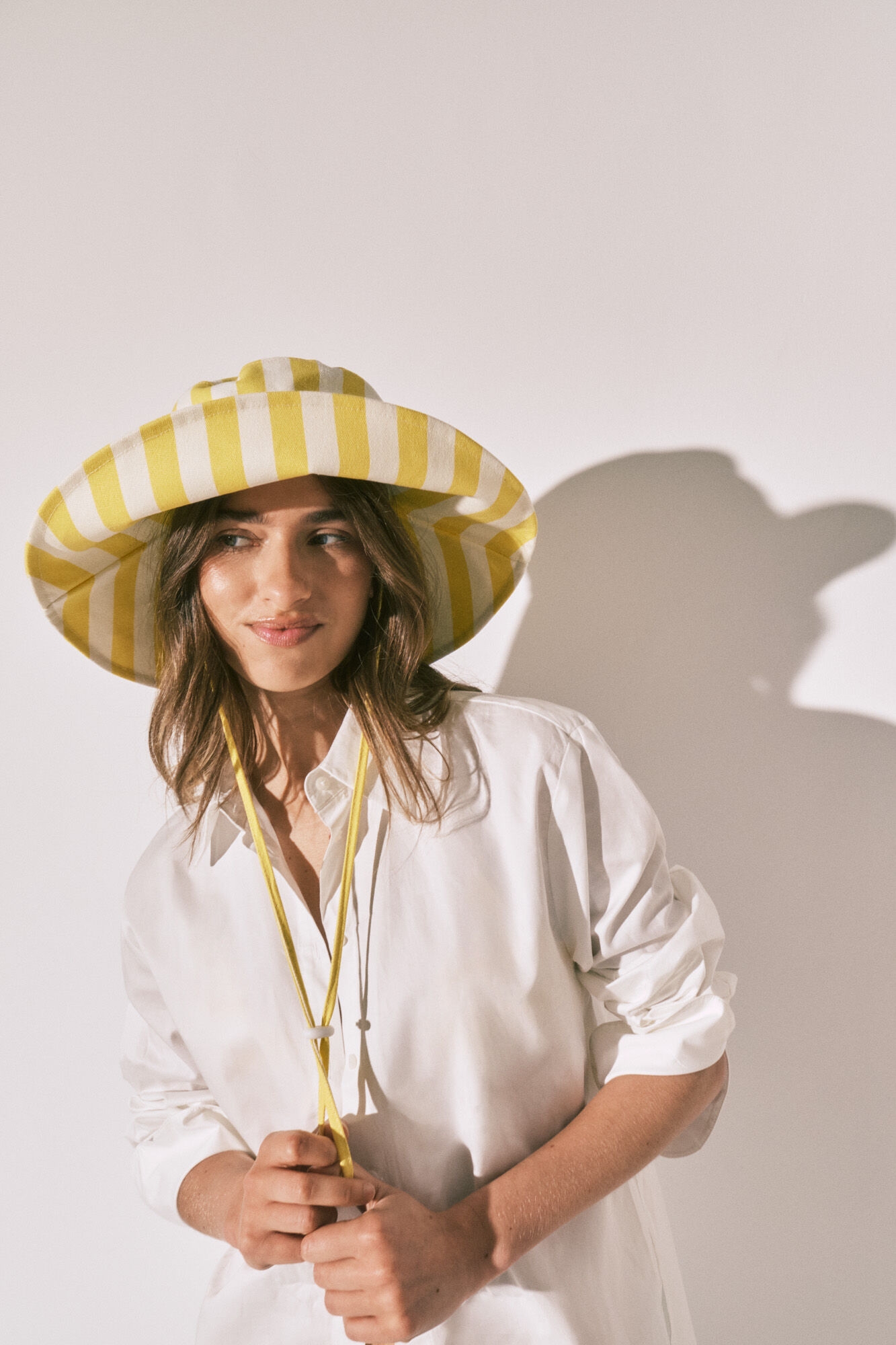 Women'secret Yellow striped wide brim bucket hat