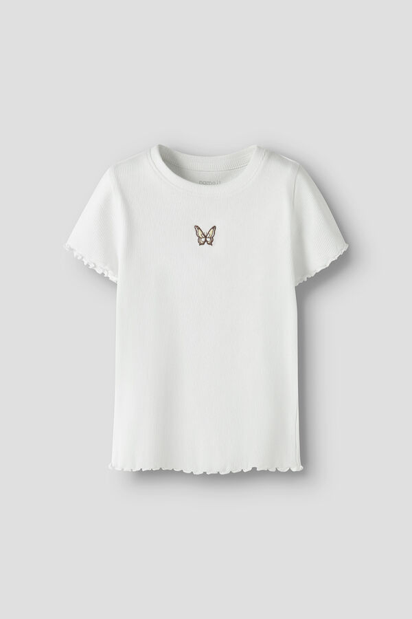 Name it Ribbed short sleeve girl's T-shirt white