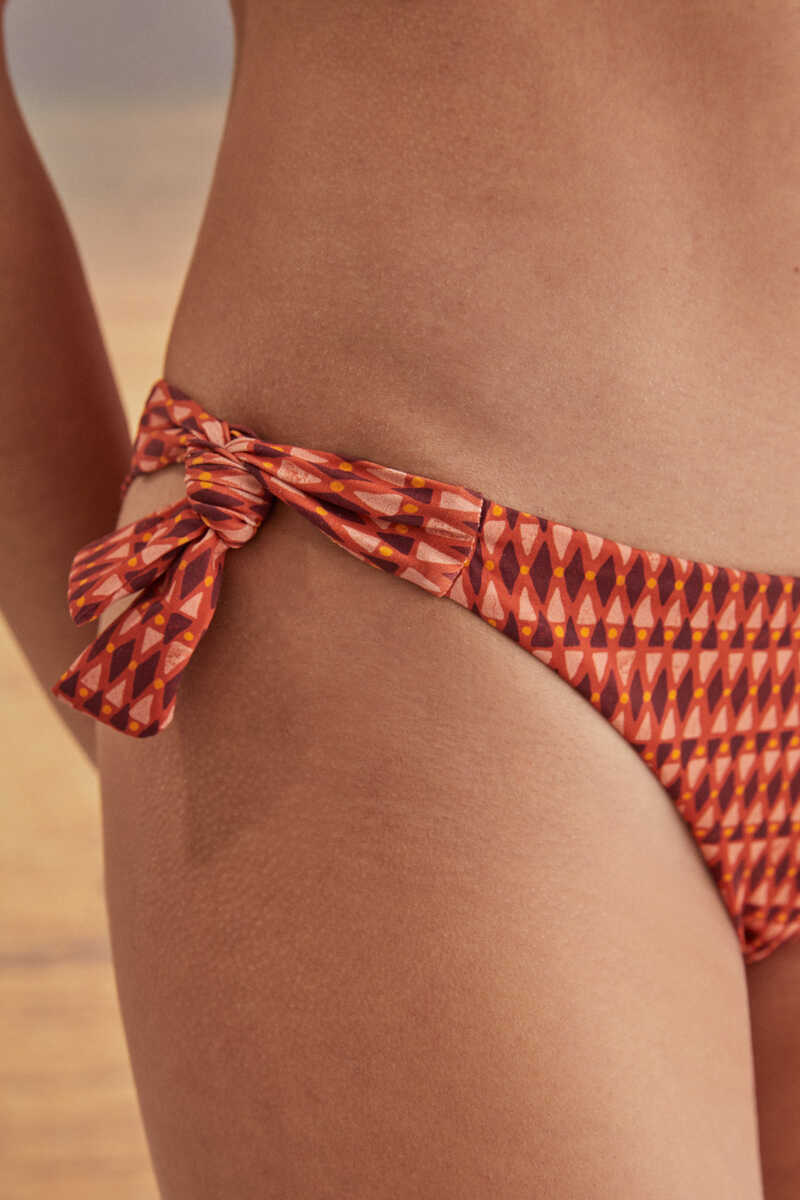 Womensecret Printed side-tie Brazilian bikini bottoms brown