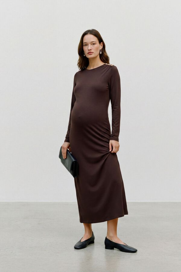 Mamalicious Maternity dress with button details nude
