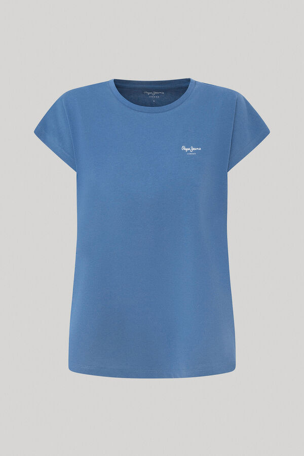 Womensecret Logo Print Cotton T-shirt kék