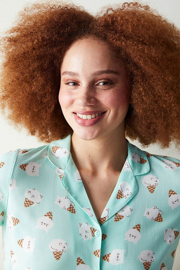 Penti Conjunto de pijama de cal&ccedil;as camisa de manga curta de gelado verde