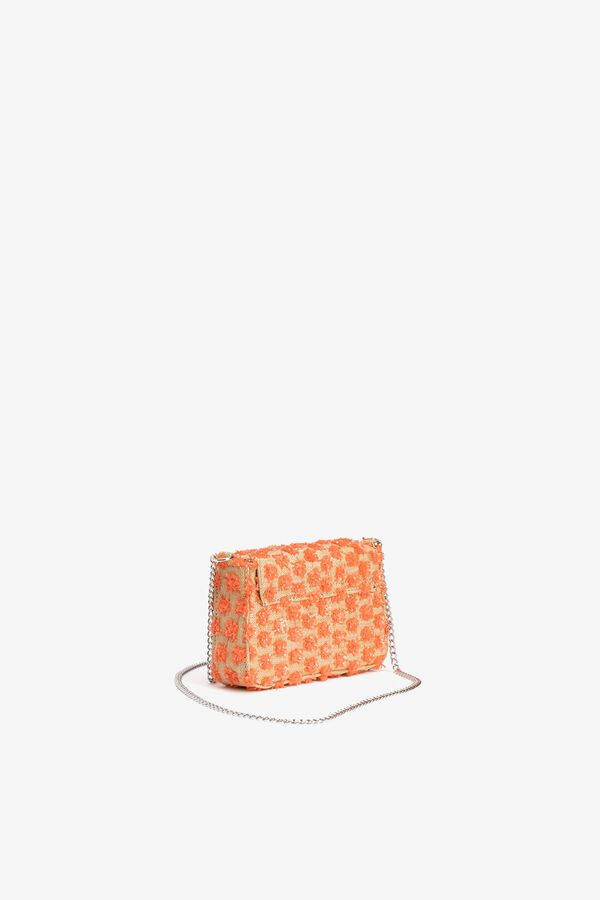 Vilanova Bolso fiesta efecto paja bordada naranja