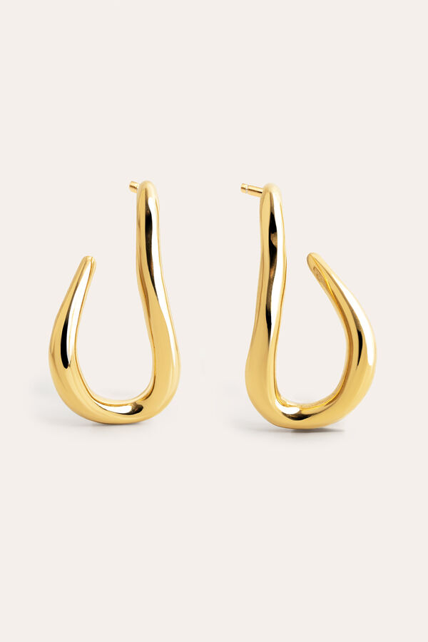 Womensecret Organic Hook gold-plated steel hoop earrings estampado