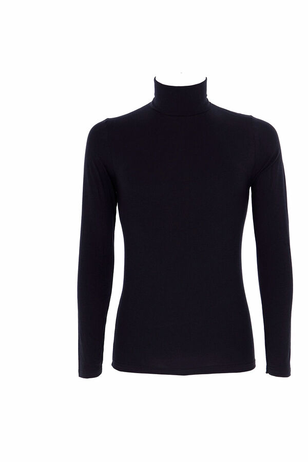 Womensecret Men's thermal high neck long-sleeved T-shirt black