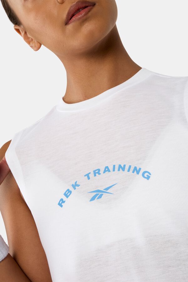 Reebok T-shirt sans manches &agrave; motif graphique blanc