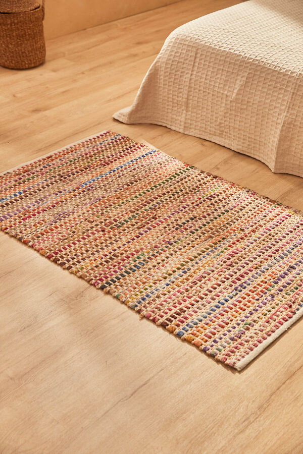 Calma House Alfombra de yute y tela multicolor Cando estampado
