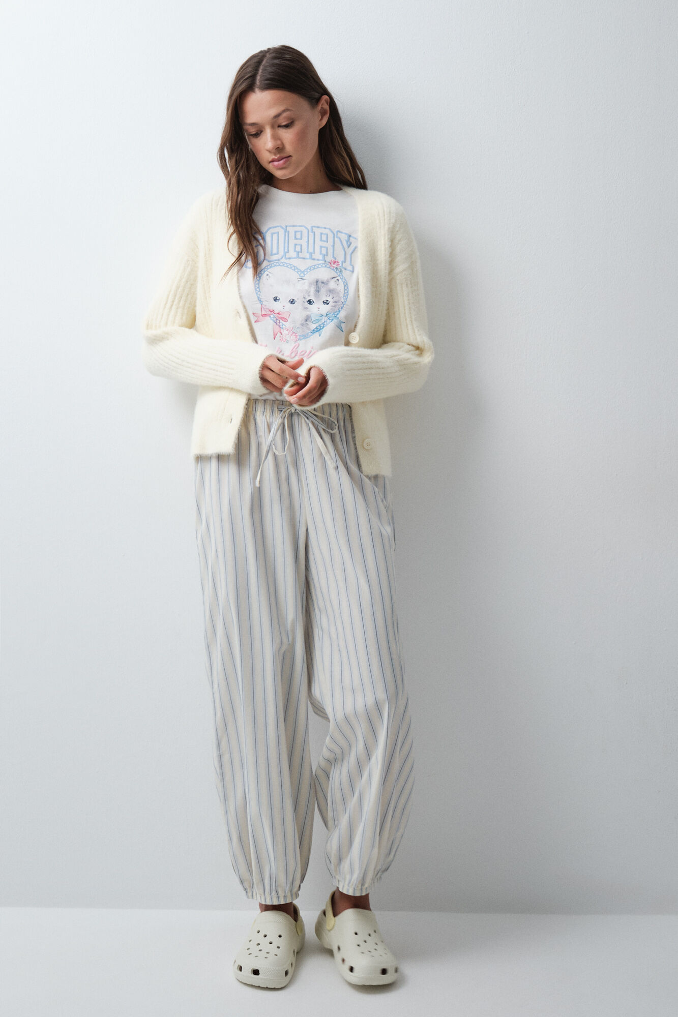 Women'secret Yellow striped balloon trousers